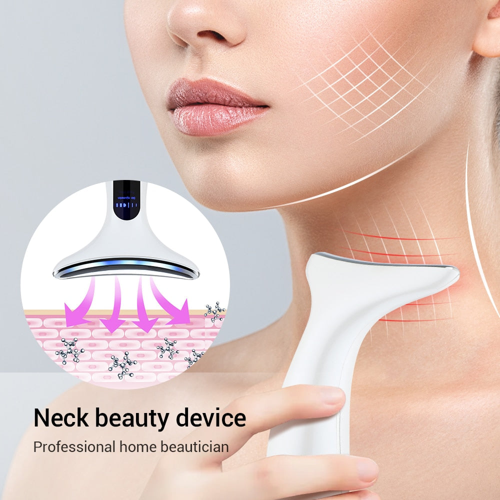 EMS Microcurrent Facial and Neck Device EMS Microcurrent Face Neck Beauty Device LED Photon Firming Rejuvenation Anti Wrinkle Skin Care Facial Massager