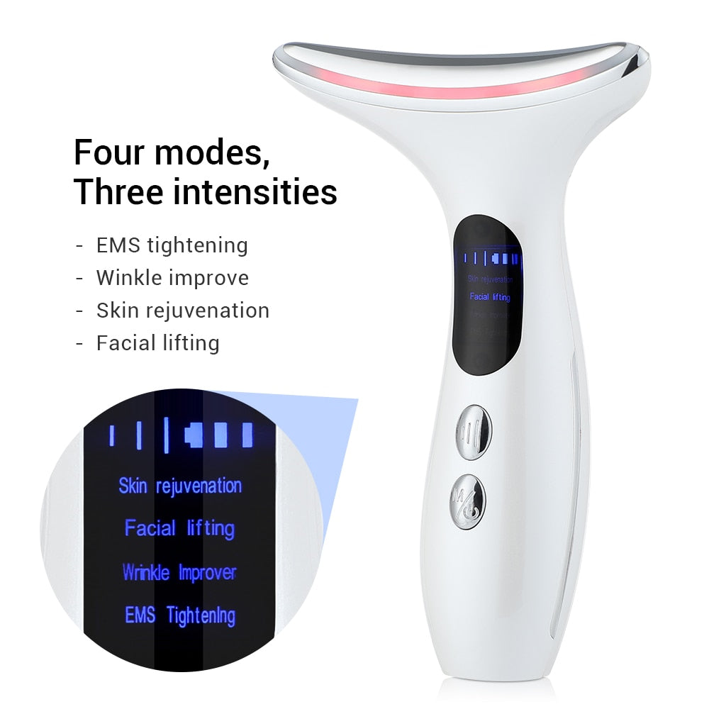 EMS Microcurrent Facial and Neck Device EMS Microcurrent Face Neck Beauty Device LED Photon Firming Rejuvenation Anti Wrinkle Skin Care Facial Massager