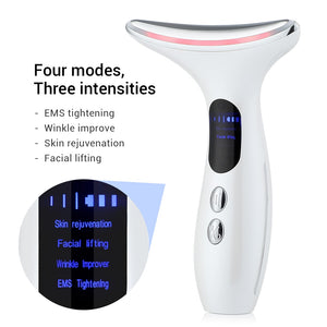 EMS Microcurrent Facial and Neck Device EMS Microcurrent Face Neck Beauty Device LED Photon Firming Rejuvenation Anti Wrinkle Skin Care Facial Massager