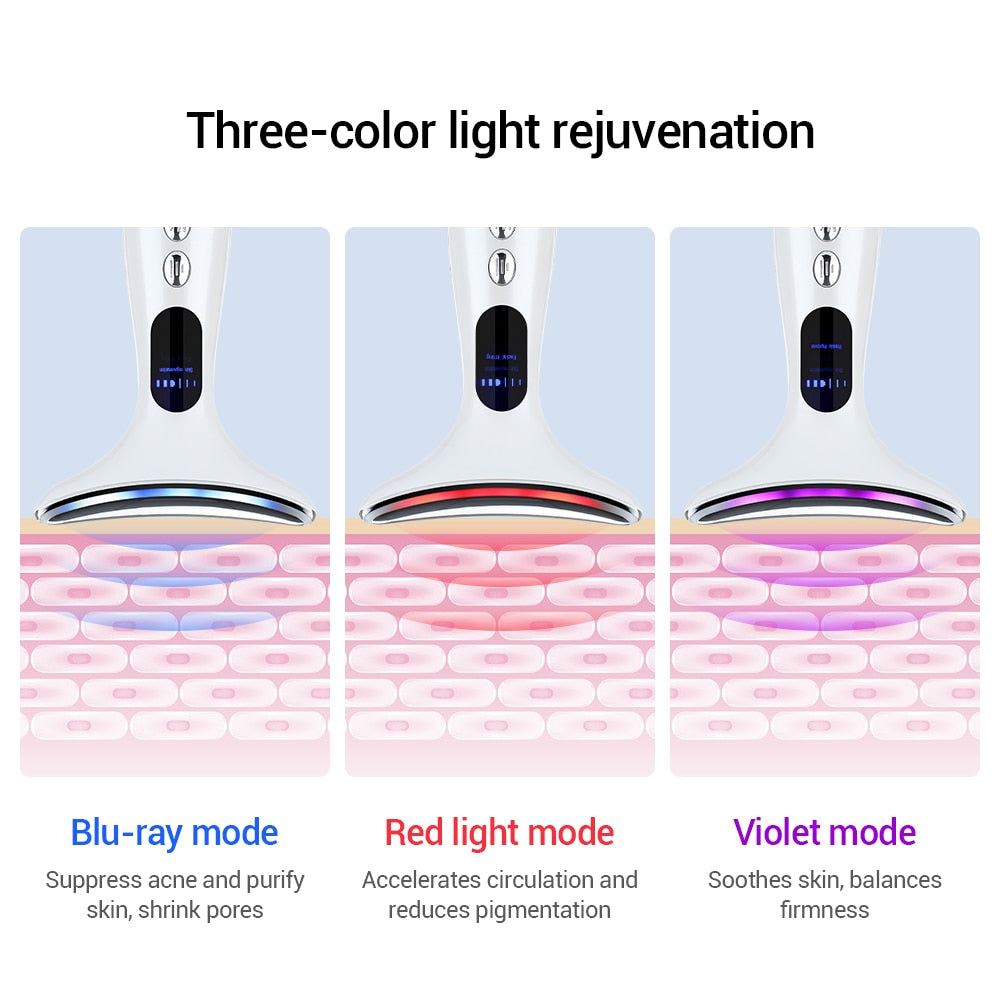 EMS Microcurrent Facial and Neck Device EMS Microcurrent Face Neck Beauty Device LED Photon Firming Rejuvenation Anti Wrinkle Skin Care Facial Massager