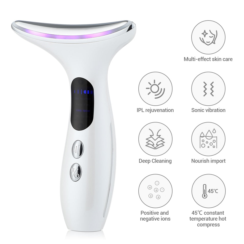 EMS Microcurrent Facial and Neck Device EMS Microcurrent Face Neck Beauty Device LED Photon Firming Rejuvenation Anti Wrinkle Skin Care Facial Massager